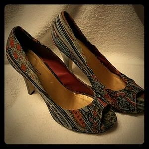 Madden girl unique patterned peep toe heels